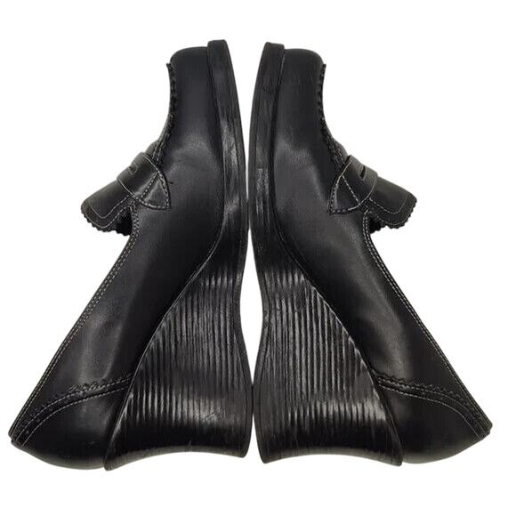 Black Y2K Wedge heel Loafers Size US 9.5 - Picture 5 of 8